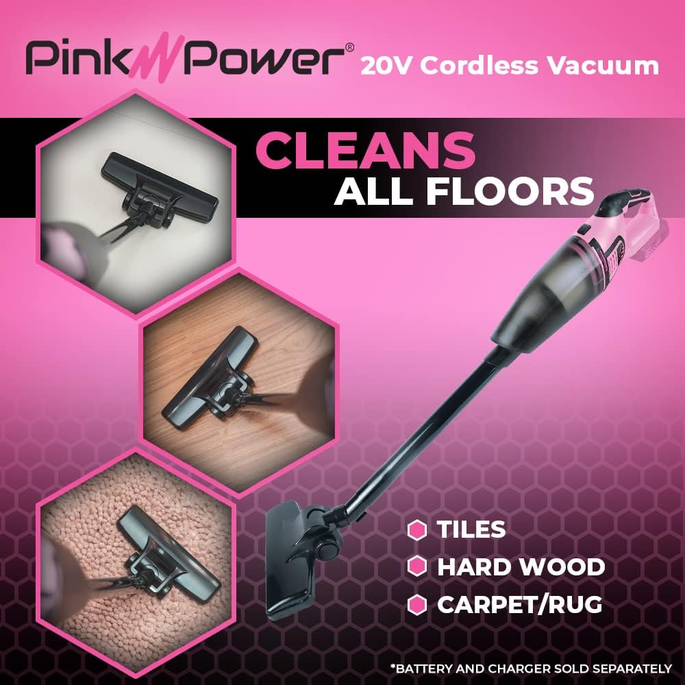 Pink Cordless Stick Vacuum Cleaner with Rechargeable Battery L6137