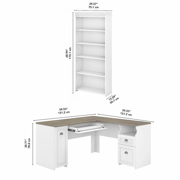 L-shaped Desk with 2-drawer lateral filing cabinet B535109
