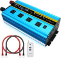 Pure Sine Wave Inverter 2500 Watt 12V to 110V DC to AC with Remote Controller LCD Display 4 AC Sockets 4 USB Charge Ports Q11422
