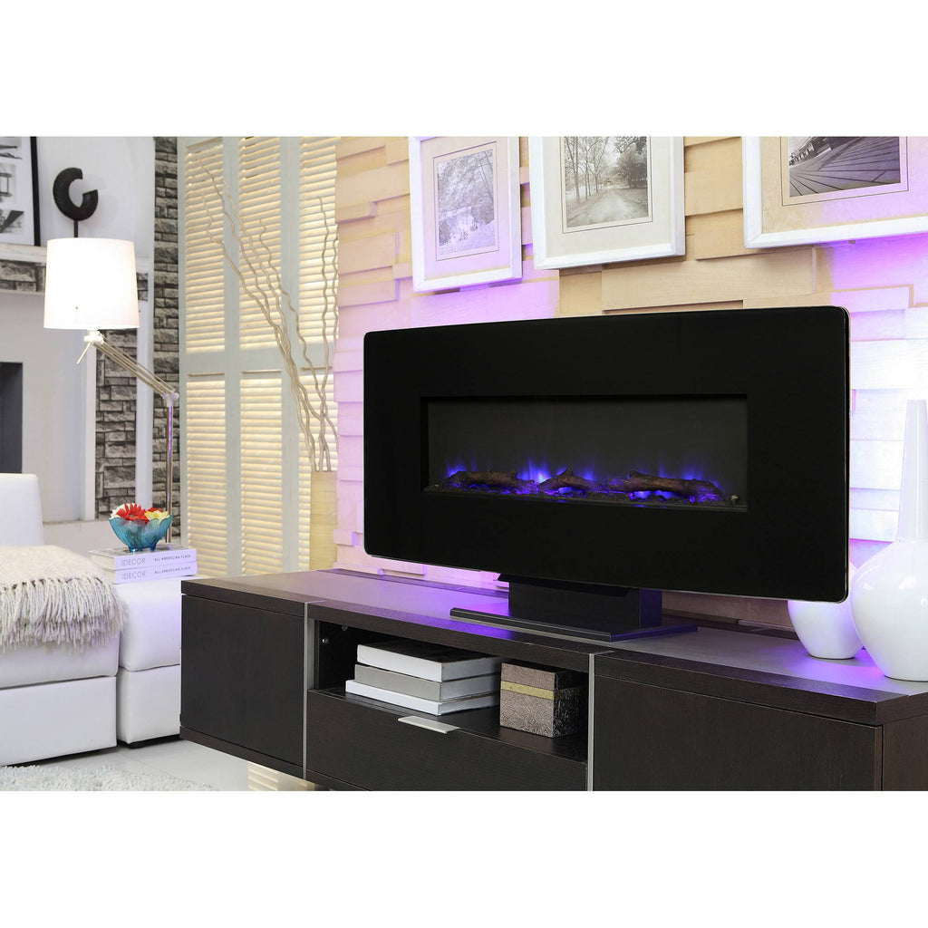 Black Glass Wall Mount Fireplace F387