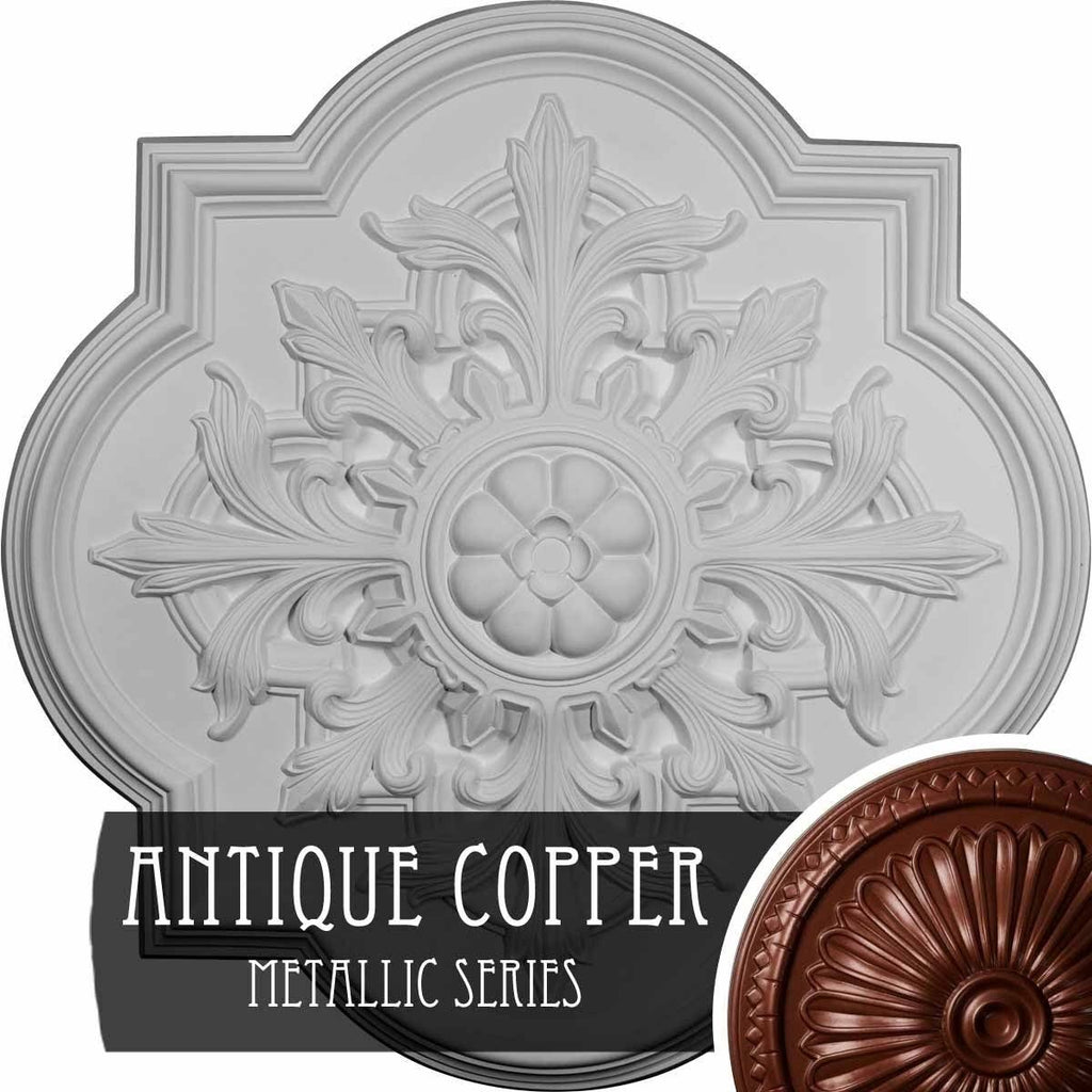 31 1/4x22OD x 2x22P Ceiling Medallion Hand-Painted Walnut K5345