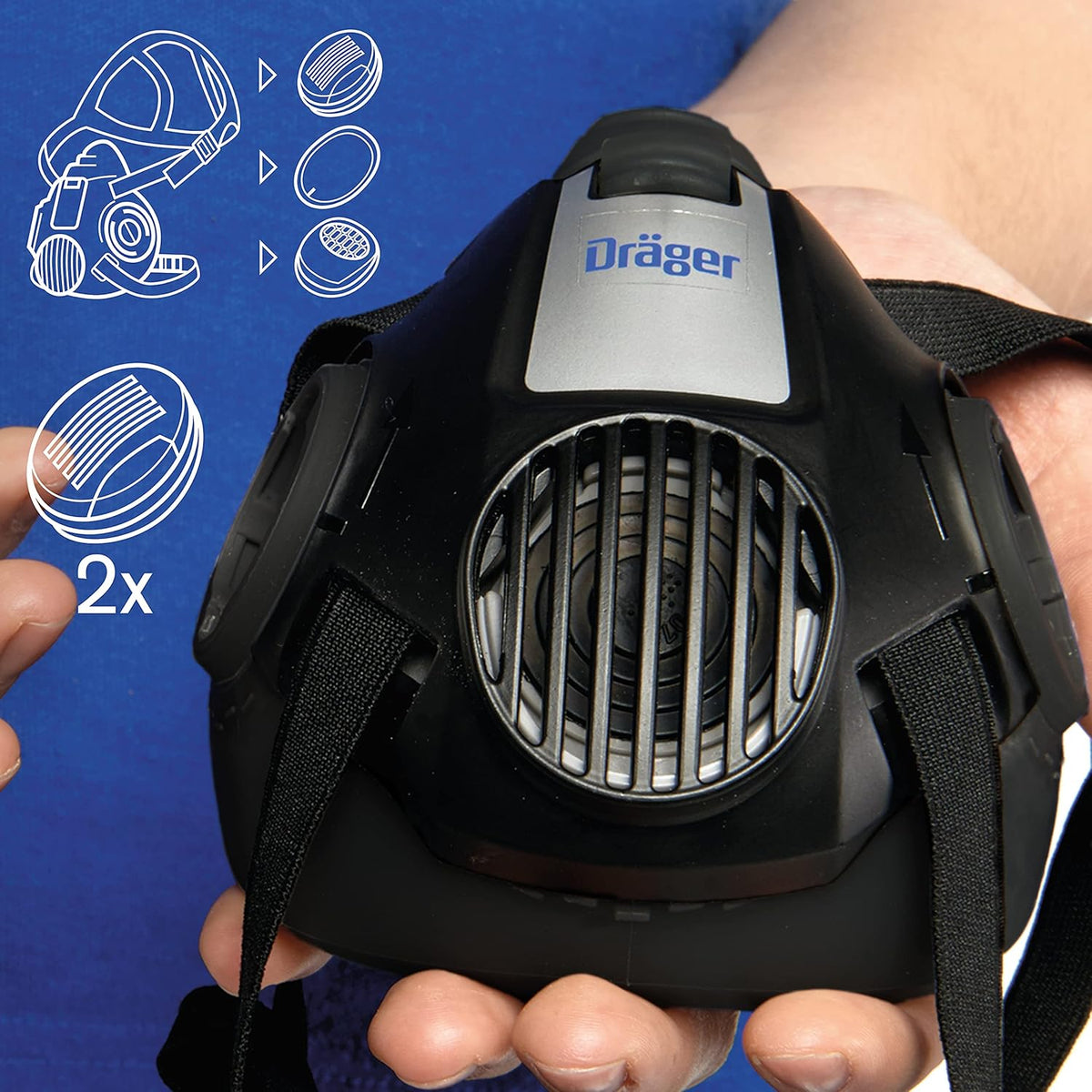 Half-Face Respirator Mask with 2x P100/Multi-Gas Combination Cartridge G5651