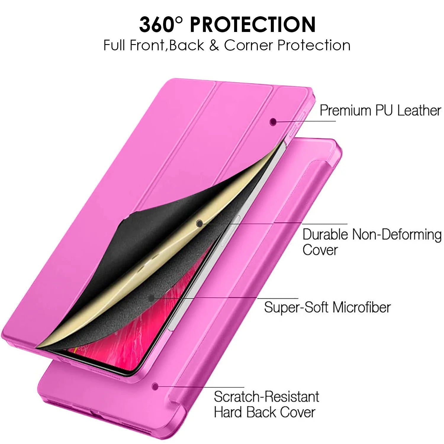 Pink iPad Pro 12.9 Inch Case with Sleep Wake Cover Z554