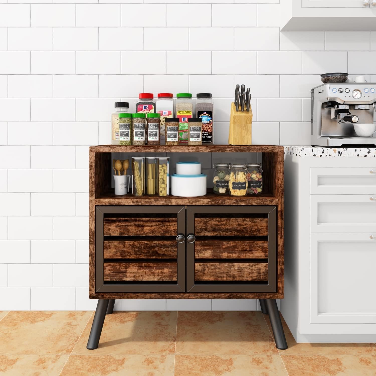 Rustic Brown Storage Sideboard Buffet Table H2421