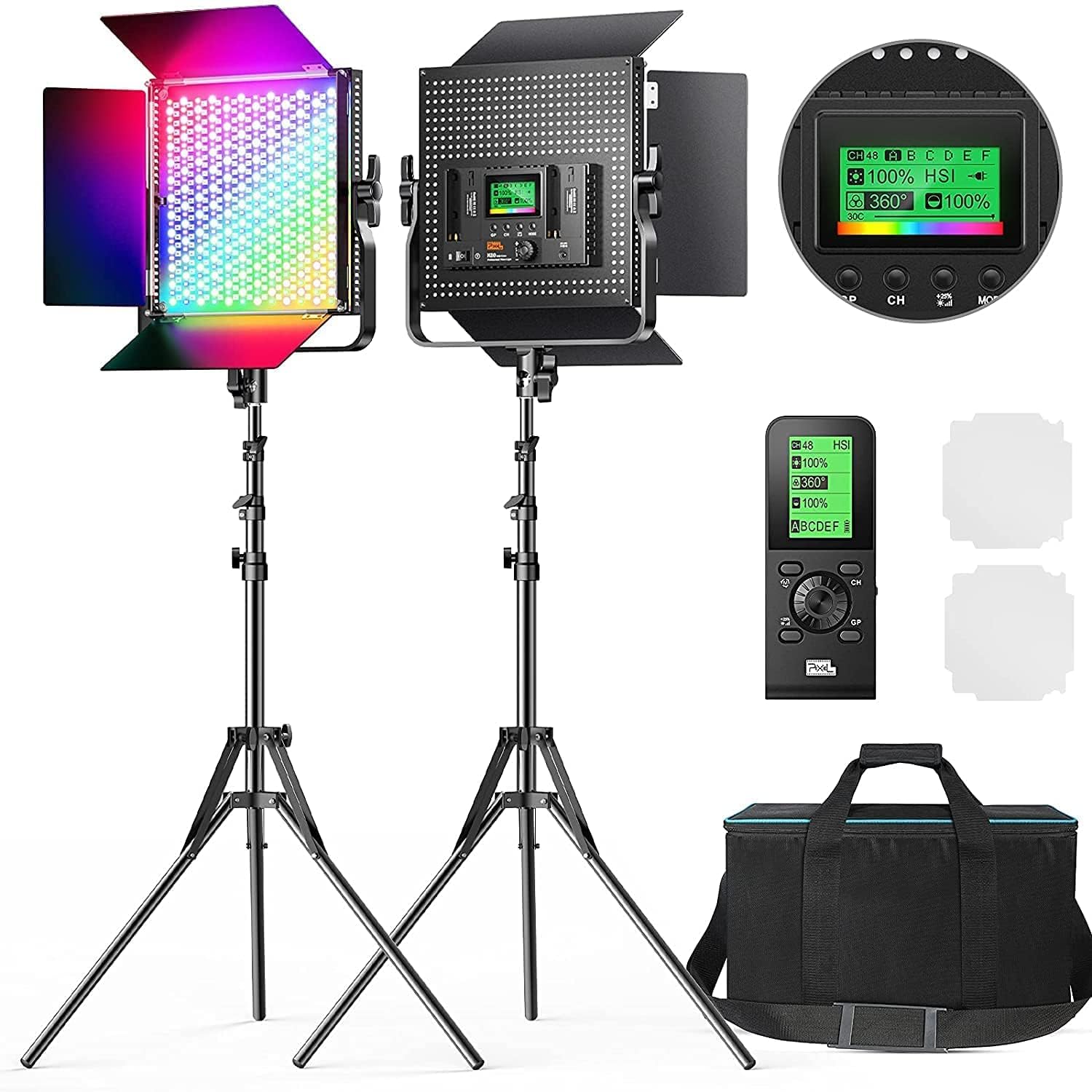 RGB LED Video Light with Wireless Remote, 2 Packs K98752