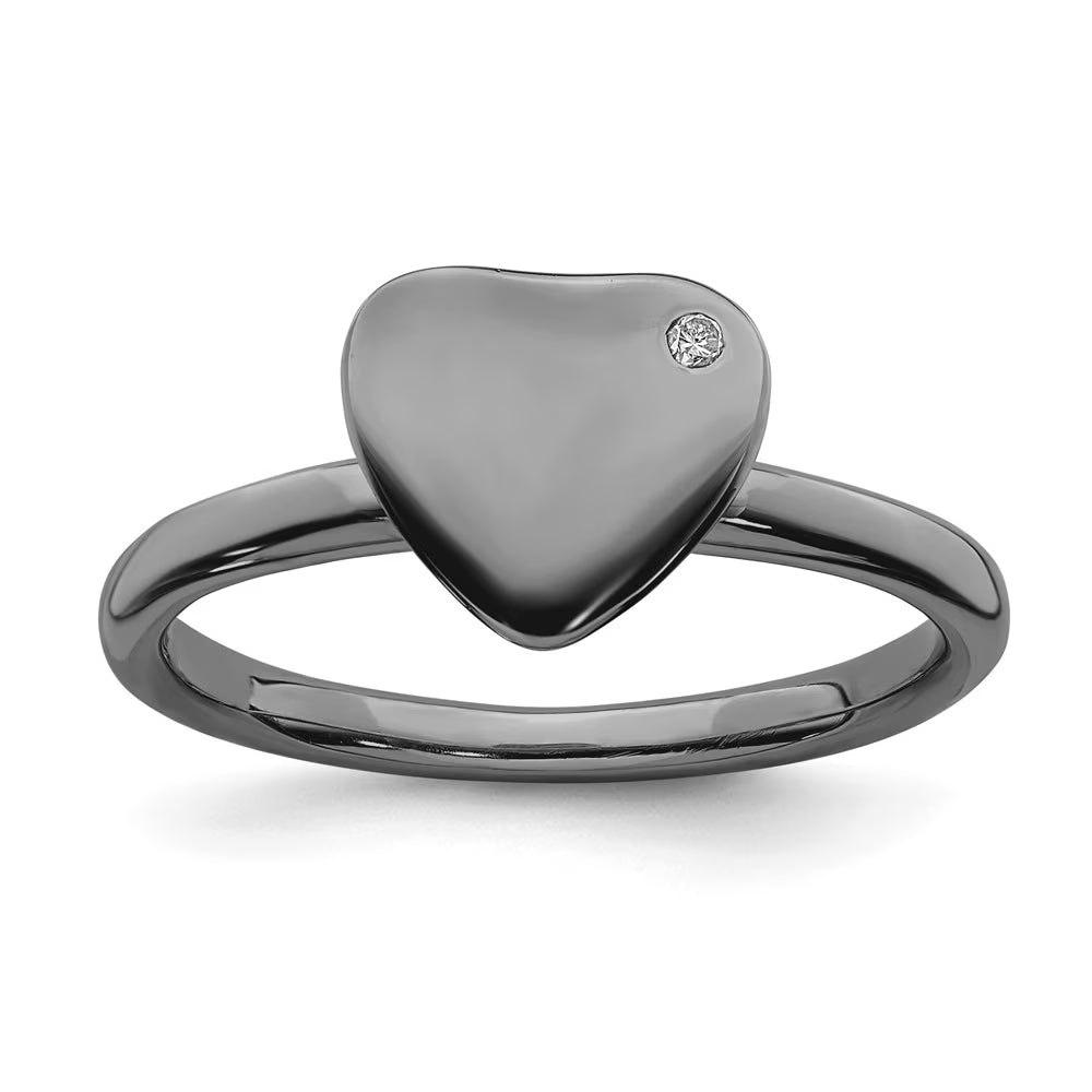 Ruthenium Plated Heart Diamond Ring Size 7 F777136