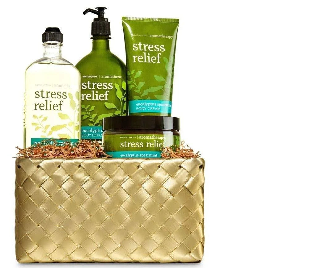 Eucalyptus Spearmint Gold Woven Basket Gift Kit G86975