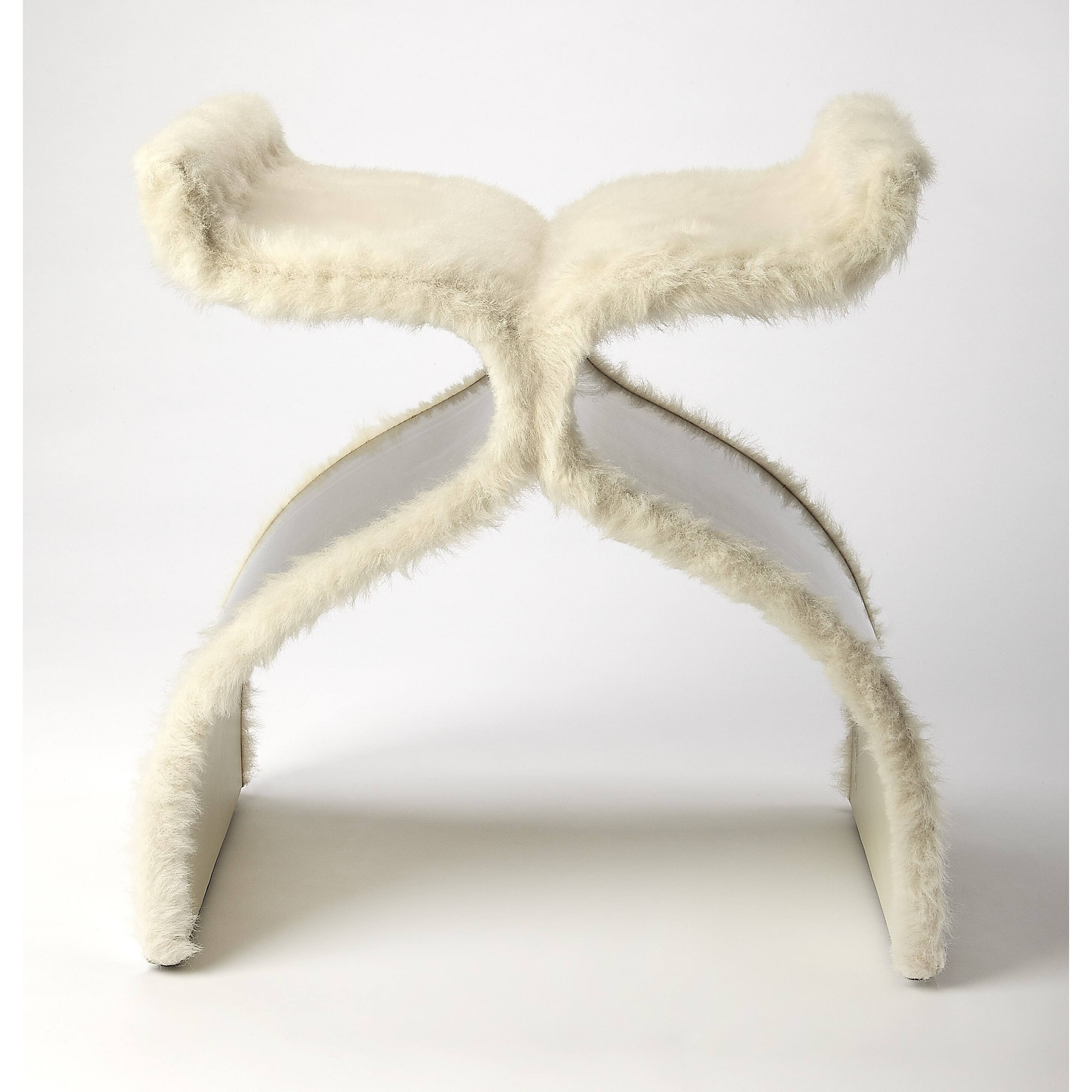 Faux Fur Silver Stool J258