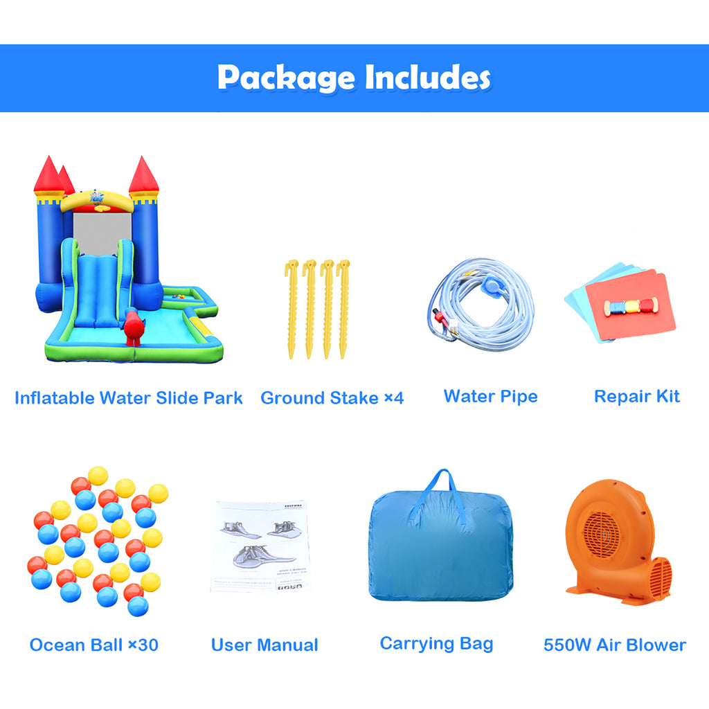 Inflatable Castle Bounce House Slide Water Park Ball Pit with 550W Blower X193