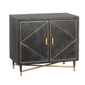 Gray and Gold Mango Wood Cabinet with Dual Door Storage W7395