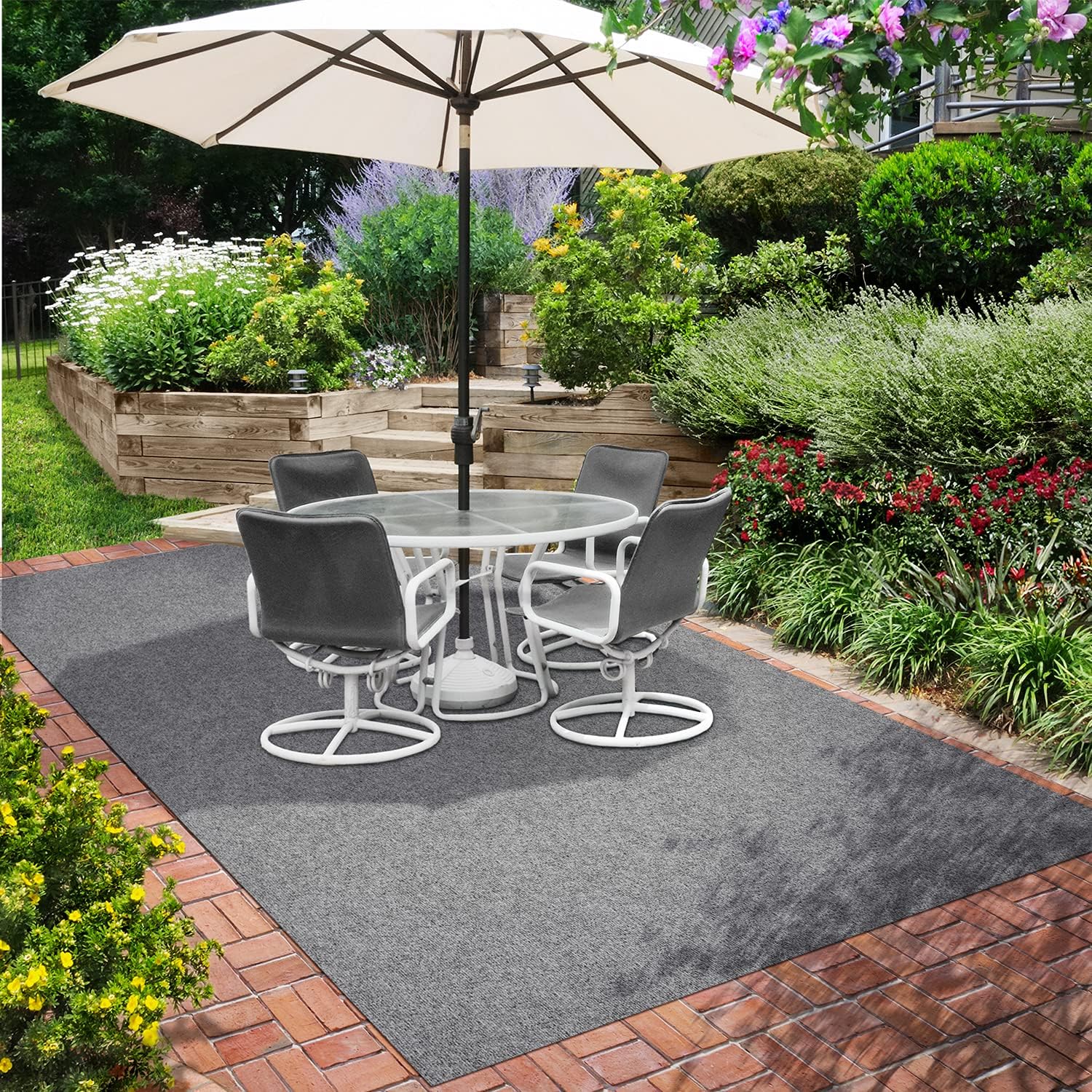 Gray 6 Feet x 30 Feet Indoor Outdoor Carpet with Rubber Backing N813