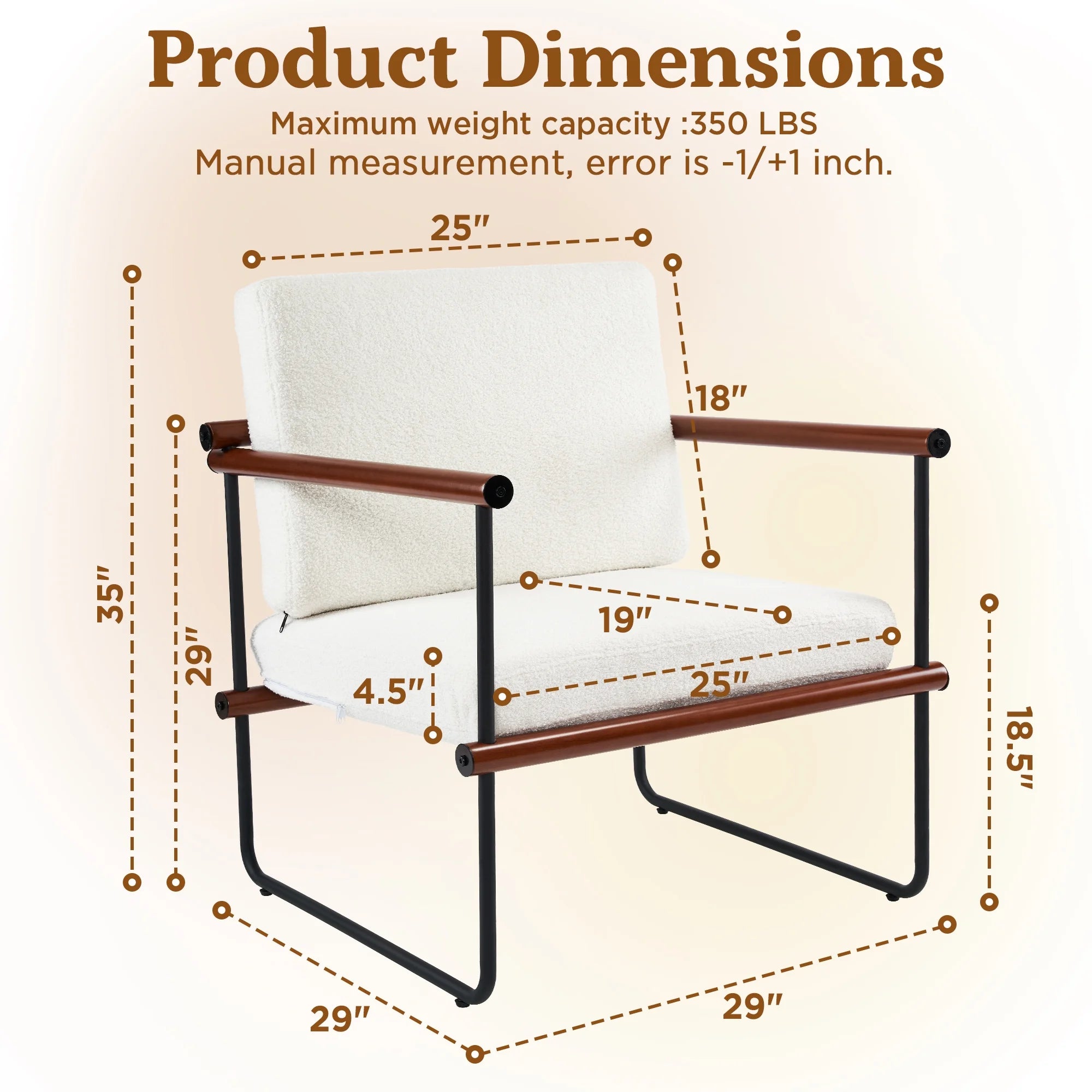 Walnut Boucle Accent Chair with Metal and Wooden Frame P413