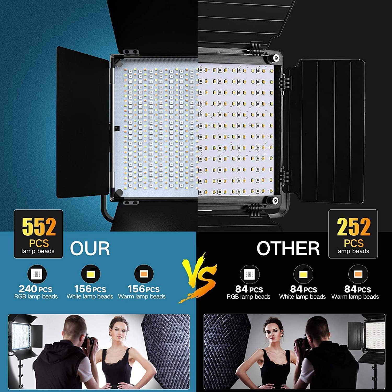 RGB LED Video Light with Wireless Remote, 2 Packs K98752