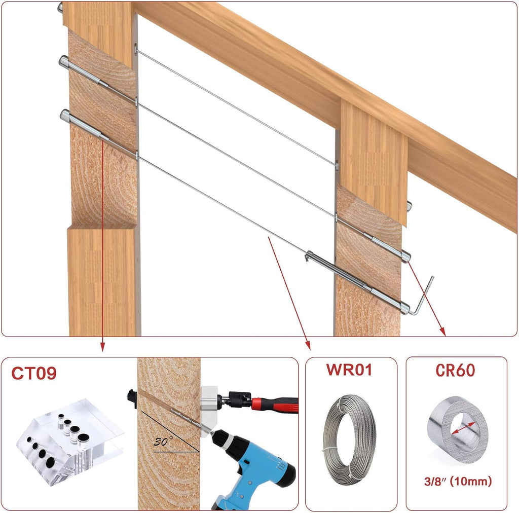 1Pack Cable Railing Kit Invisible 1/8 T316 Stainless Steel Round Head Hardware J361195
