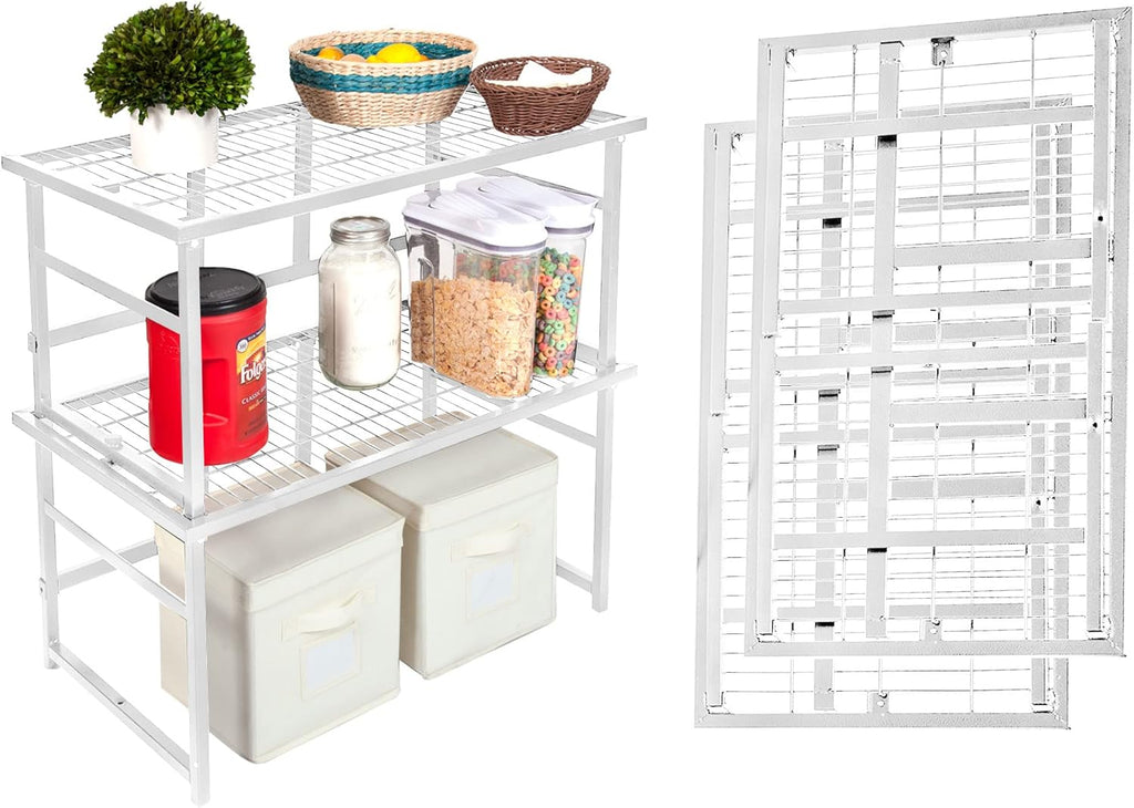 Stackable Steel Storage Shelf 2-Pack White W3661