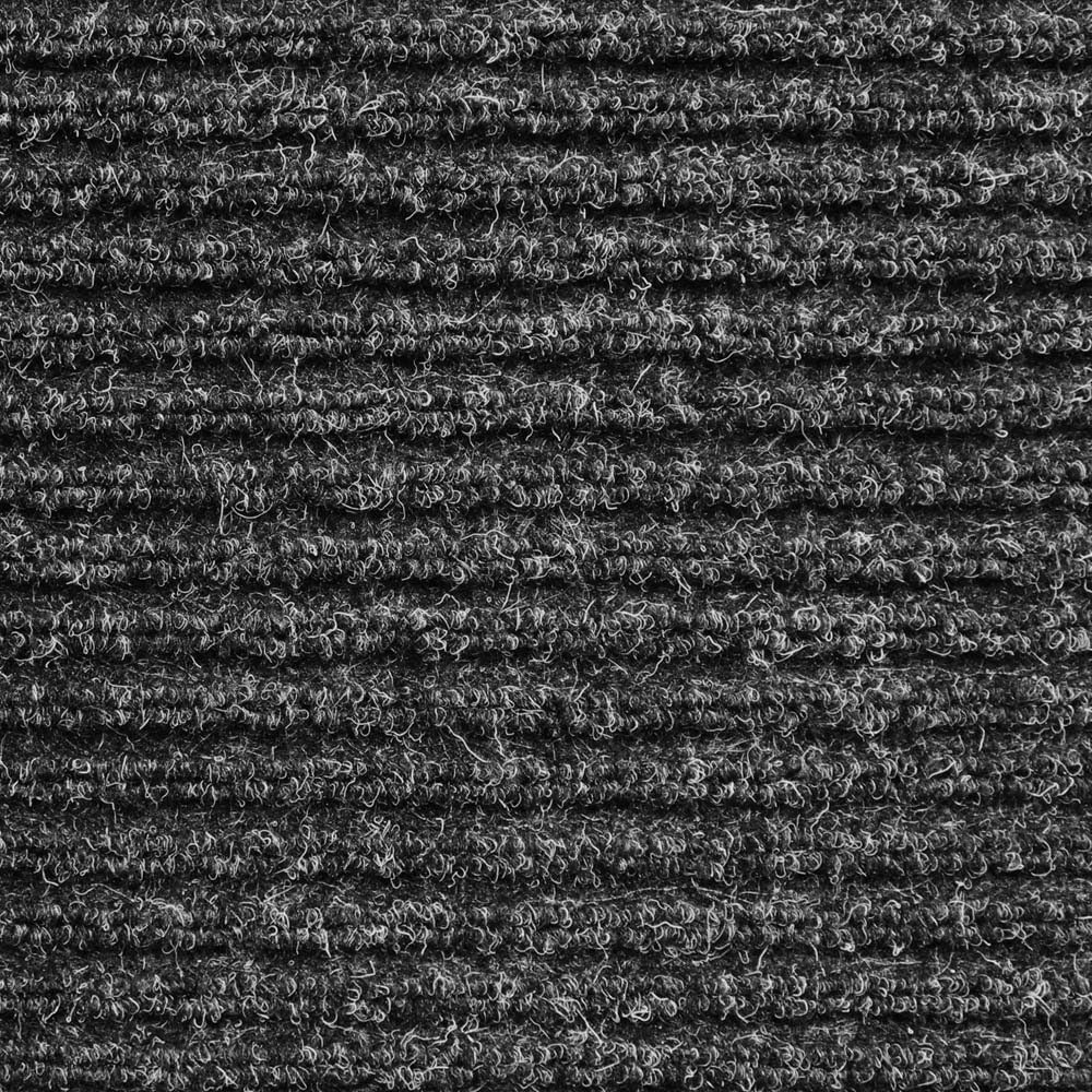 Heavy-Duty Ribbed Indoor Outdoor Carpet with Rubber Marine Backing - Charcoal Black - 6 Feet X 15 Feet R12096