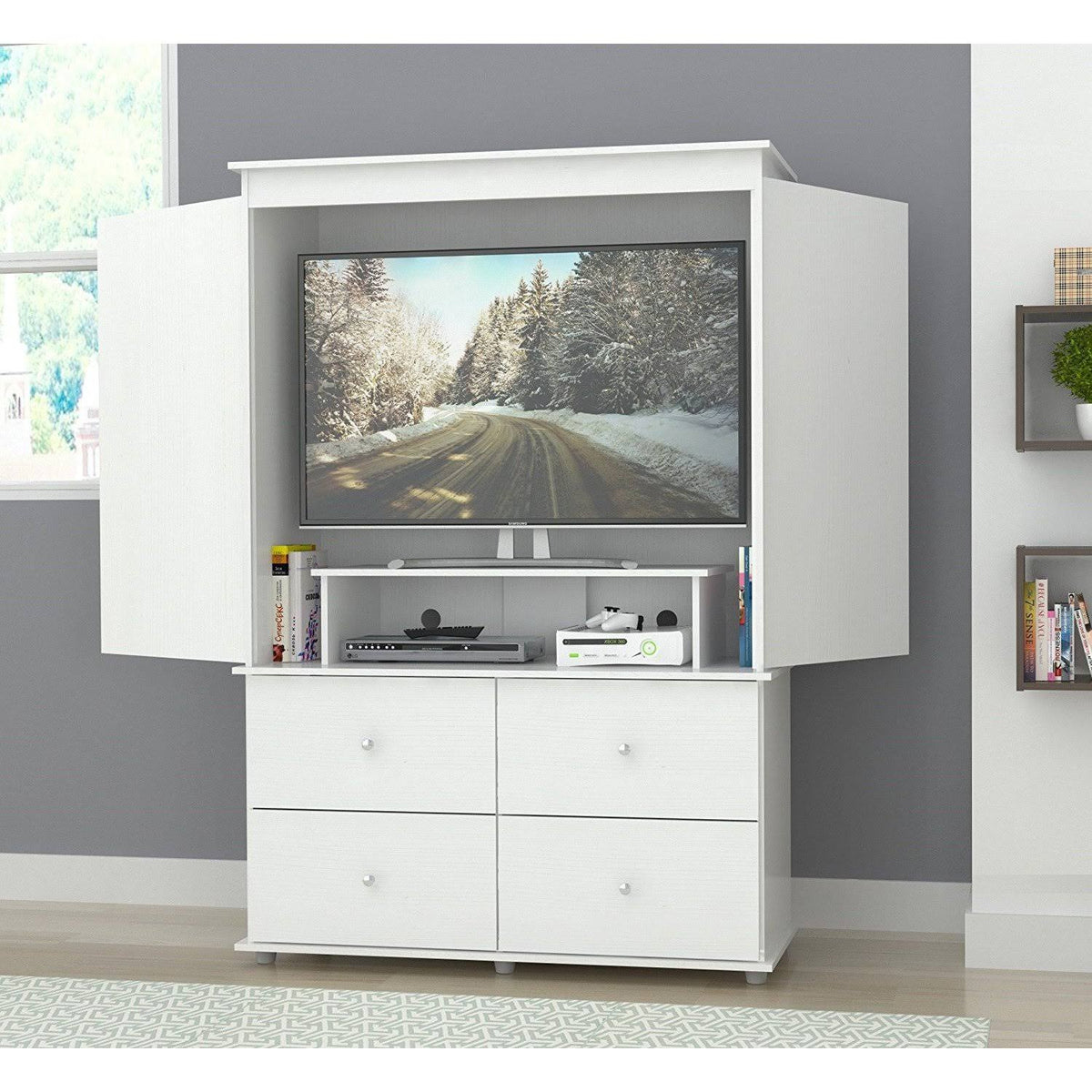 White AV Video Combo Armoire O468