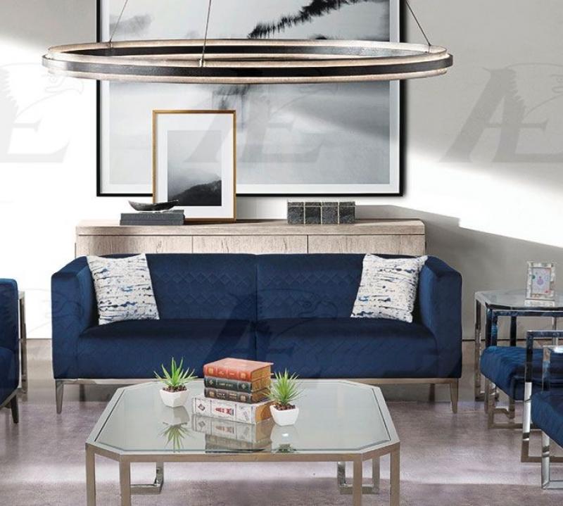 Dark Blue Fabric Sofa & Loveseat Set 2 Pcs H179647