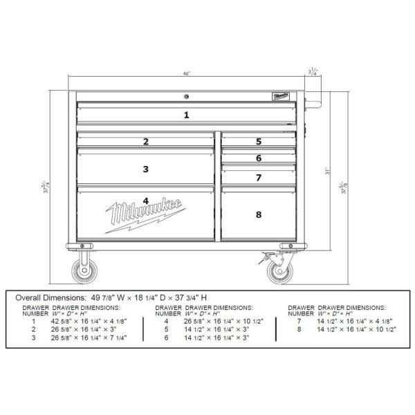 Red 8 Drawer Rolling Steel Storage Cabinet K231681