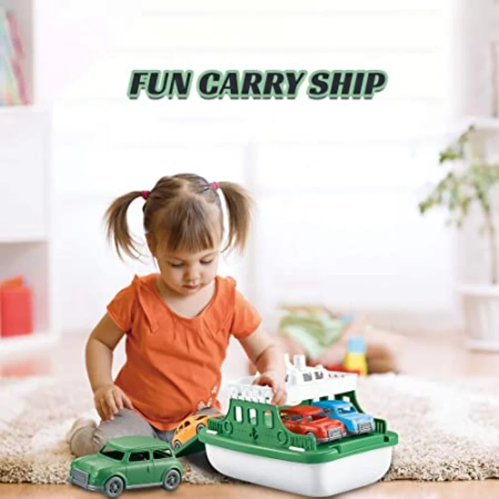 Green Toys Ferry Boat with 4 Cars Bathtub Toy X31915