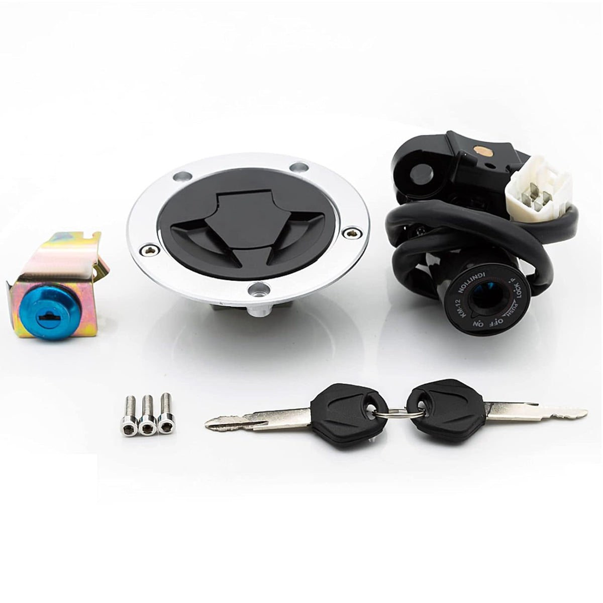 Motorcycle Ignition Switch Fuel Gas Cap Seat Lock Key Set U1440