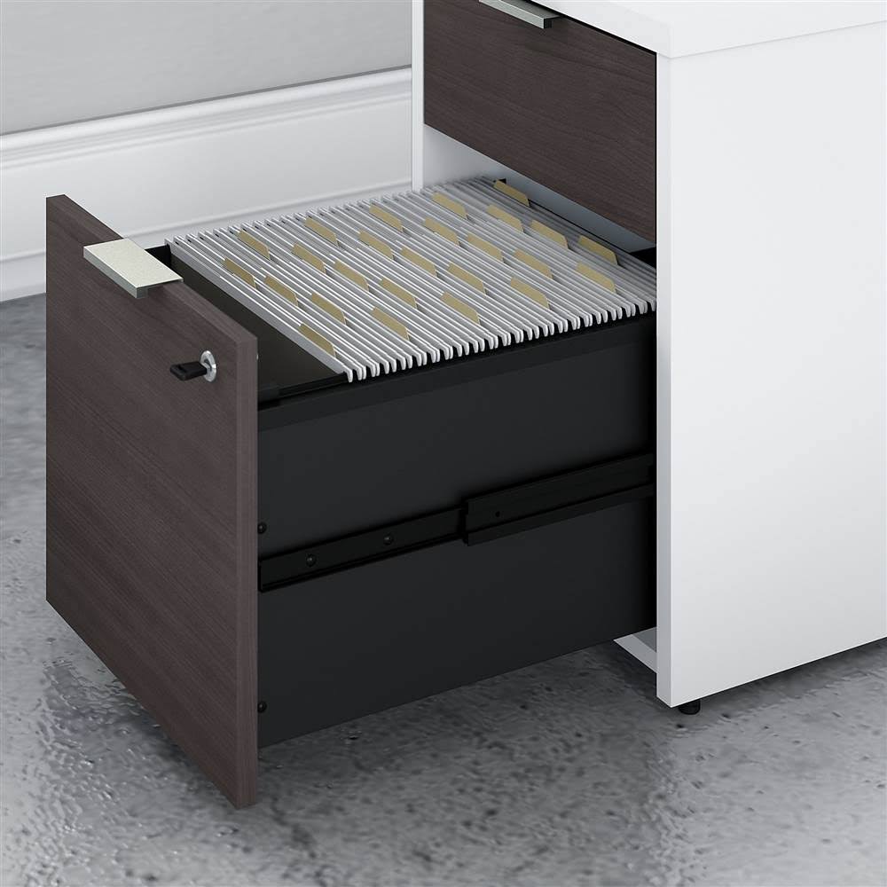 72w Desk with Drawers and Small Storage Cabinet Storm Gray/White L4800