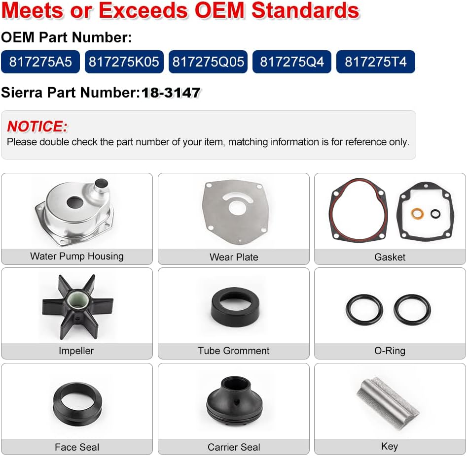 Water Pump Impeller Kit Pack of 2 H305