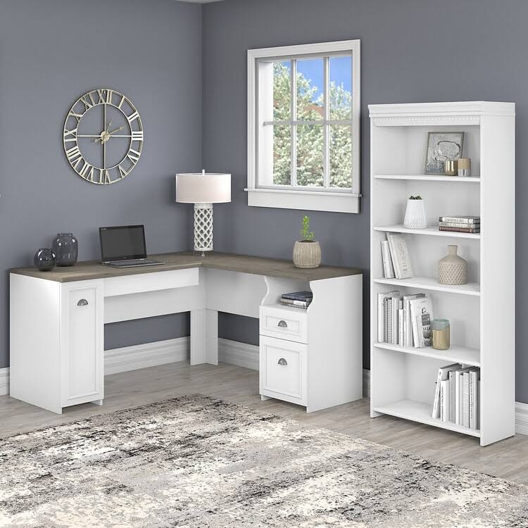 L-shaped Desk with 2-drawer lateral filing cabinet B535109