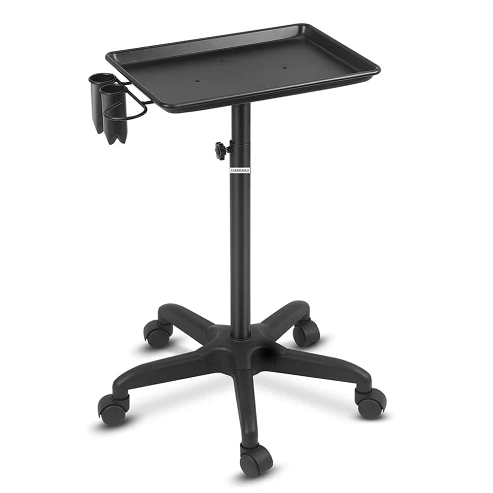 Black Aluminum Salon Tray Cart with Wheels U47561