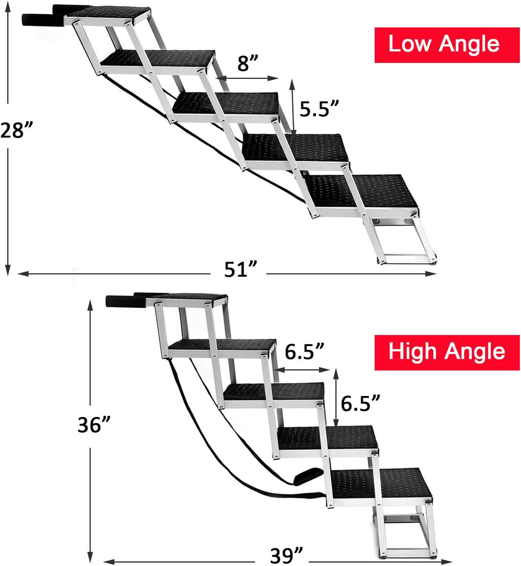 Foldable Aluminum 5 Step Dog Ladder with Non-slip Surface L970709