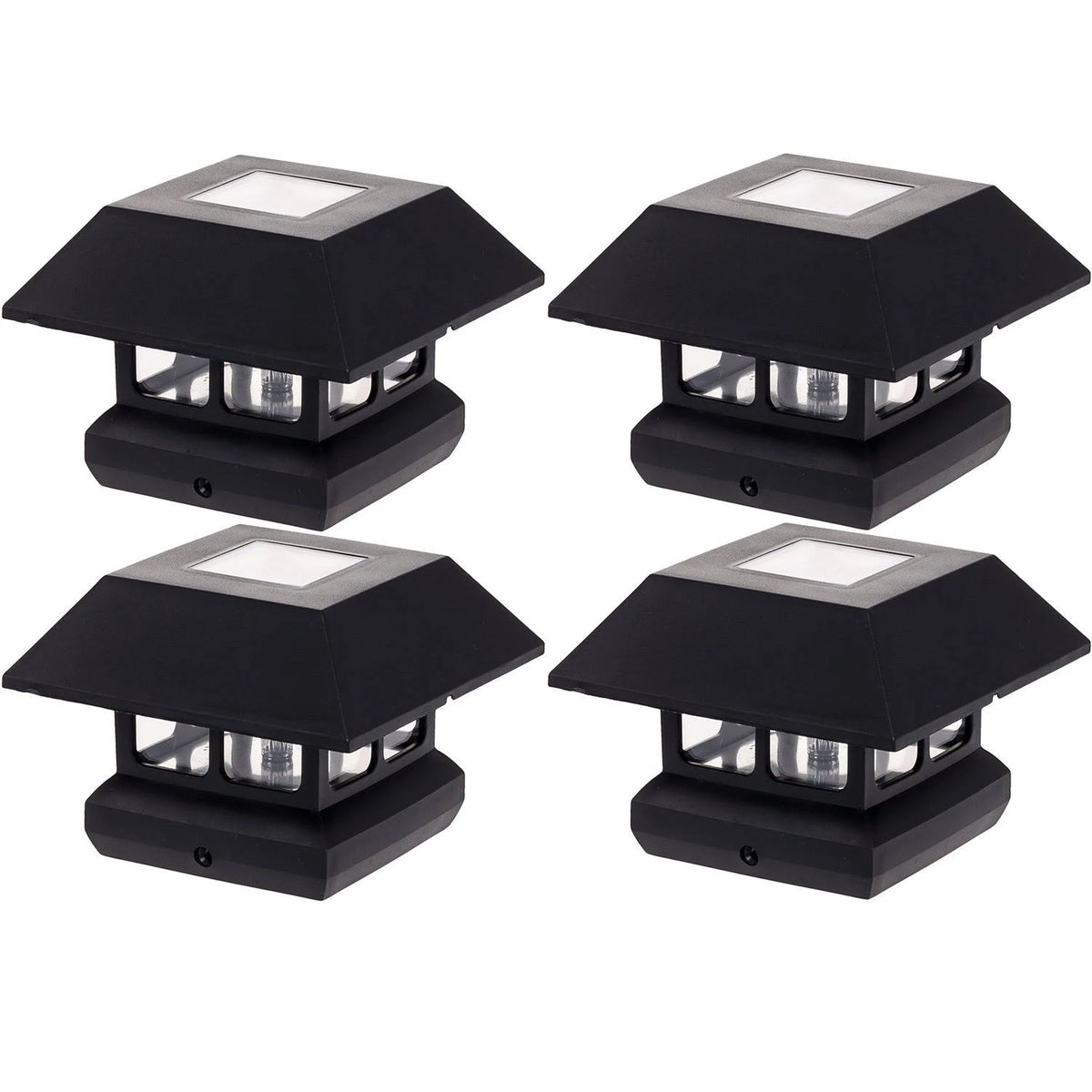 4 Pack Black Solar Powered LED Post Cap Light H776351