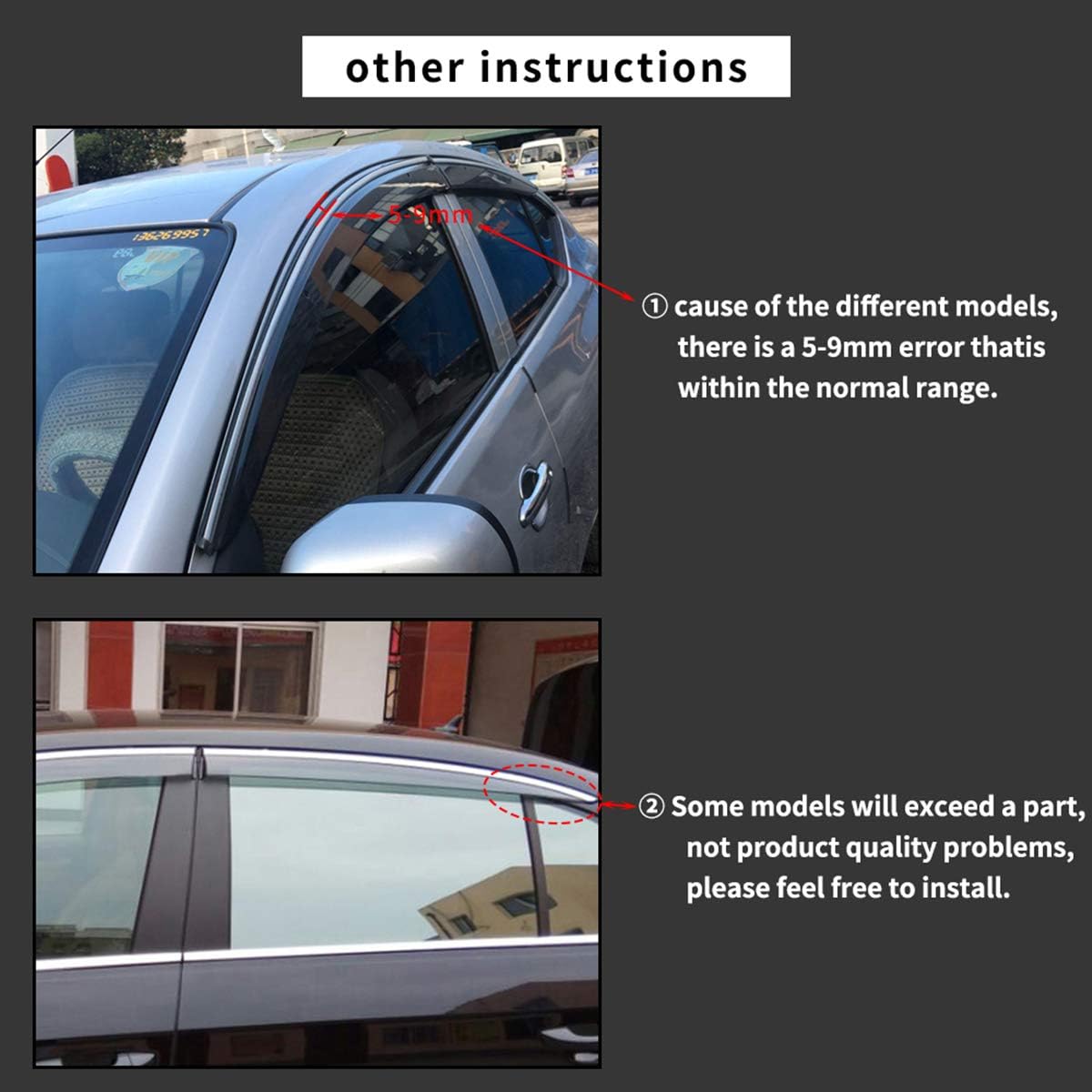 Smoke Tape-On Outside Window Visors Pack of 2 Z549