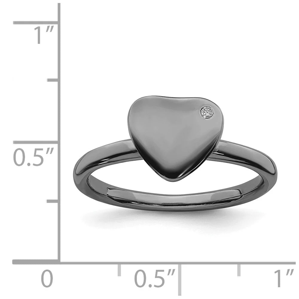 Ruthenium Plated Heart Diamond Ring Size 7 F777136