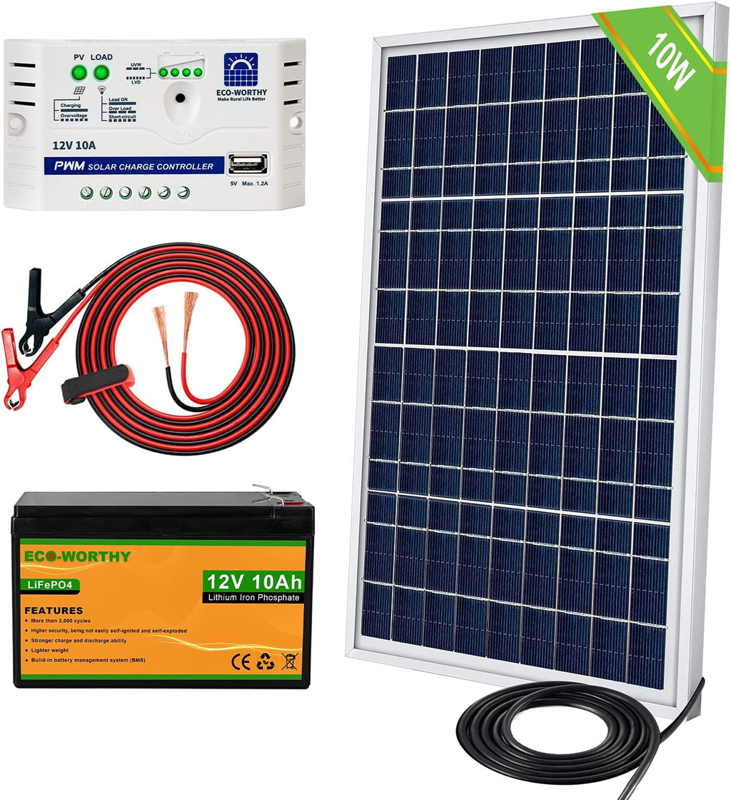 25W 12V Waterproof Solar Panel with SAE Connector Cable and 10A Charge Controller T21674