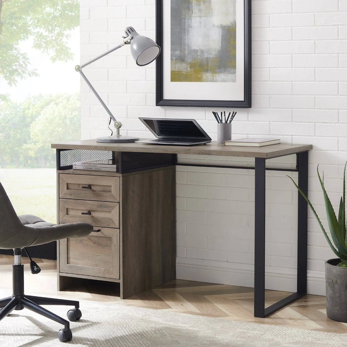 Reclaimed Barnwood 3-Drawer Writing Desk R196