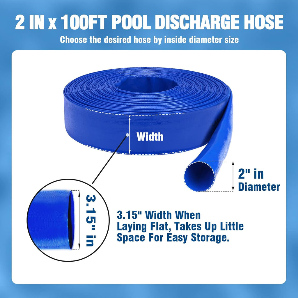 1.5 Dia x 100 ft Heavy Duty Reinforced Lay Flat Discharge Hose W858