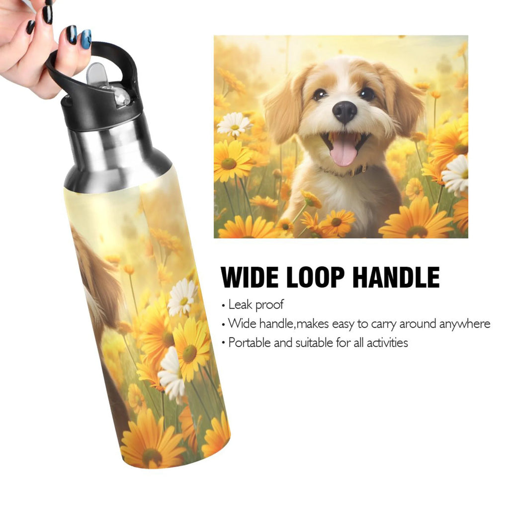 20 oz Insulated Stainless Steel Water Bottle with Straw Lid V718934