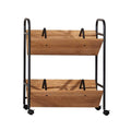 2-Tier Wood Metal Double Sided Mobile Book Cart H7051