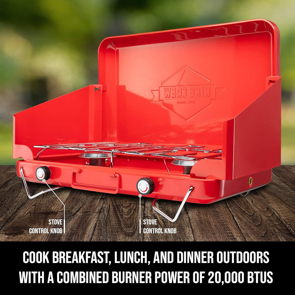 Portable Double Propane Burner Camping Stove with Carrying Handle L6135