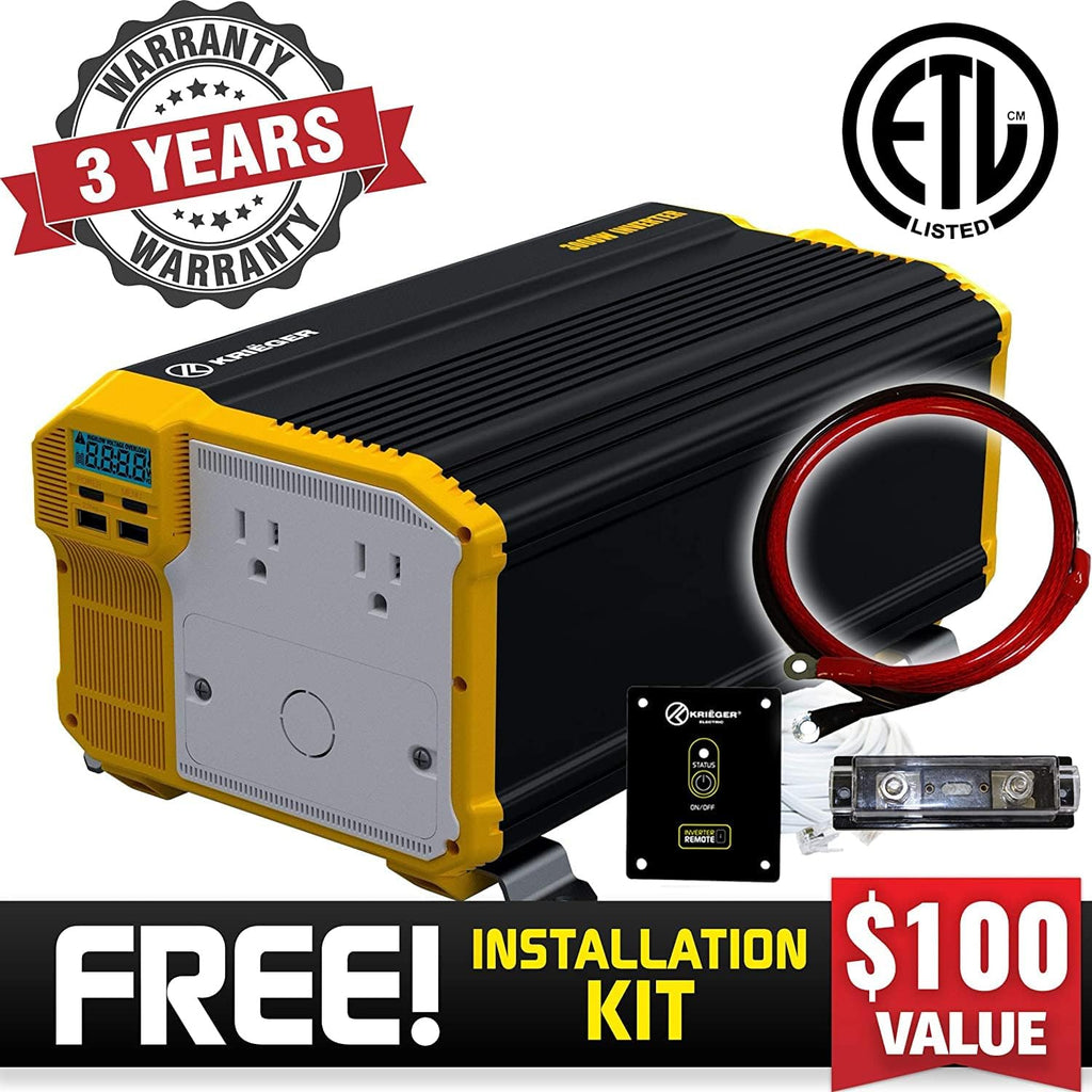 3000 Watts Power Inverter 12V to 110V Modified Sine Wave Dual AC Outlets H67642