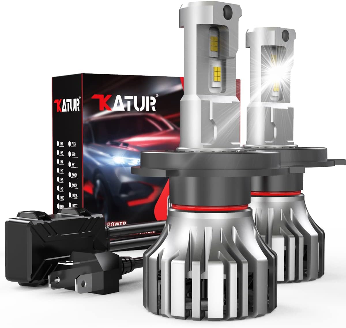 H4 LED Headlight Bulbs 9003 HB2 Hi/Lo Beam Conversion Kit 6000K-6500K Xenon White IP65 Waterproof Pack of 2 X9964