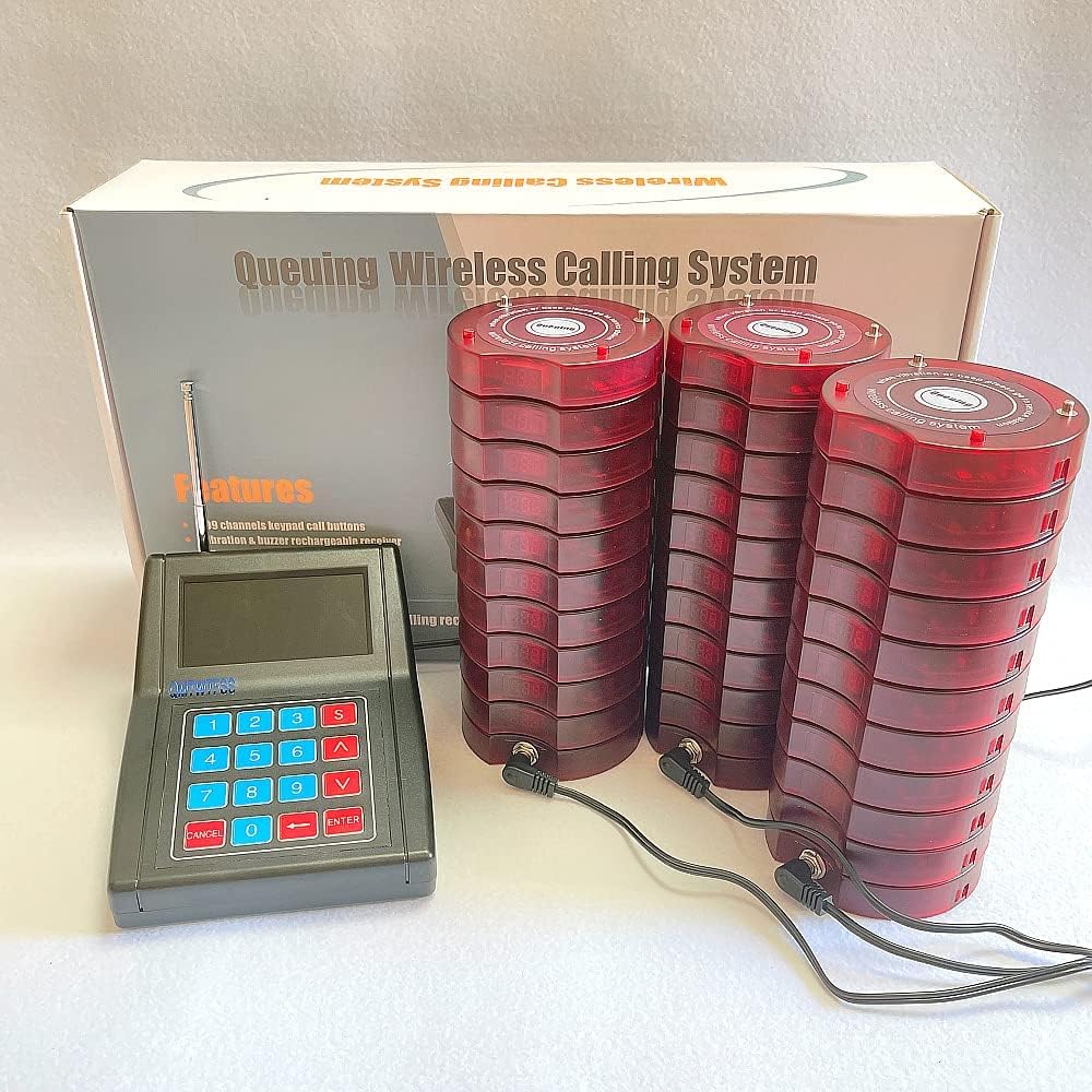 30 Coaster Pagers + 1 Keypad Wireless Calling System A65357