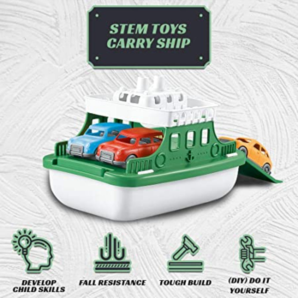 Green Toys Ferry Boat with 4 Cars Bathtub Toy X31915