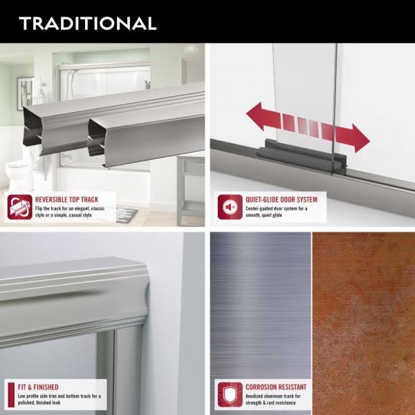 Semi-Frameless Sliding Bathtub Door in Chrome with Tranquility Glass Z231954