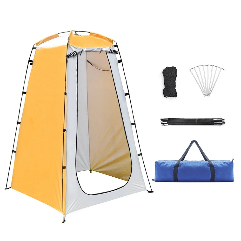 Portable Camping Shower Tent with Ventilation Window and Storage Pocket W423