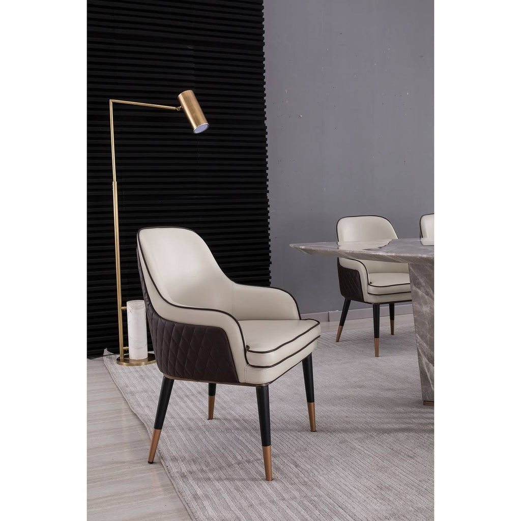 Faux Leather Dining Arm Chair in Light Gray V28425