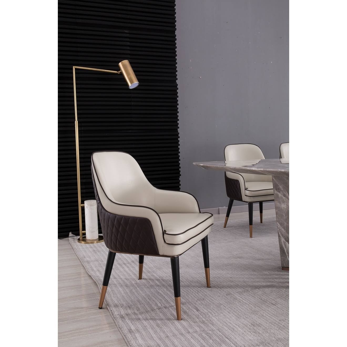 Faux Leather Dining Arm Chair in Light Gray V28425