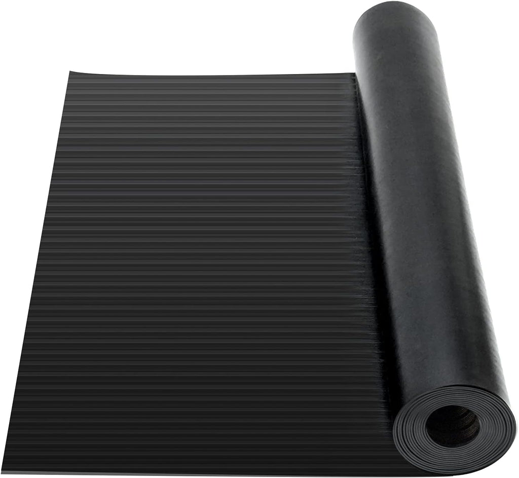 16.4ft x 3.3ft Black Non-Slip Rubber Floor Mat Roll O5032