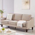 Taupe Velvet 3-Seat Sofa with Wood Legs W14279