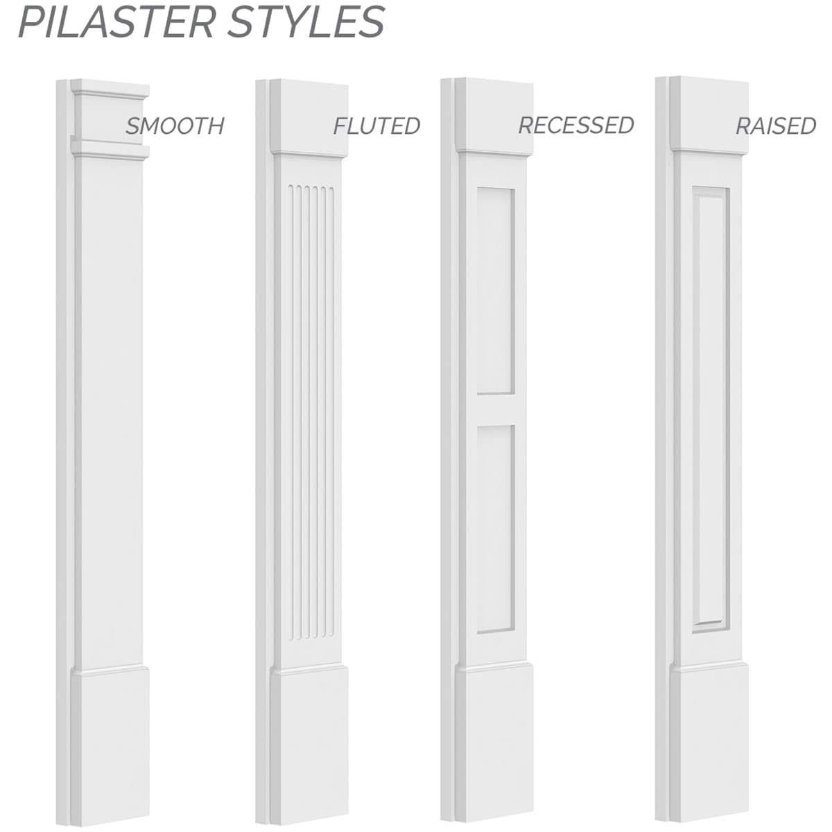 Two Equal Flat Panel PVC Pilaster with Decorative Capital & Base (Pair) T373